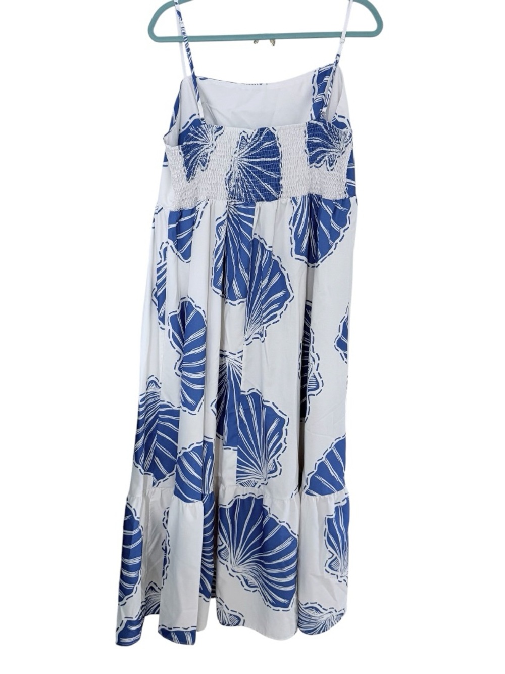 SHEIN 2X True Plus size White Maxi Dress with Blue Shell Print Worm once ! - Picture 2 of 12